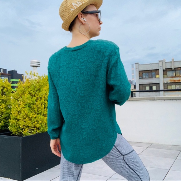 Zara Silk Lux Victorian Bohemian Convex Textured Elevated 3D Flower Top Blouse - Picture 11 of 16